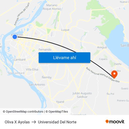 Oliva X Ayolas to Universidad Del Norte map