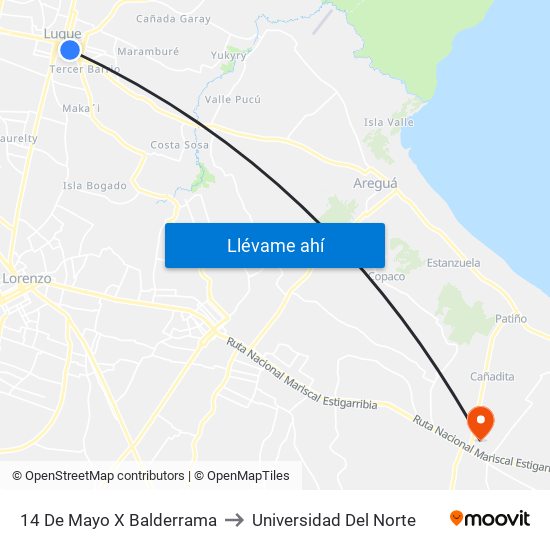 14 De Mayo X Balderrama to Universidad Del Norte map