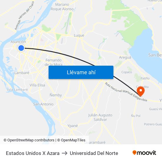 Estados Unidos X Azara to Universidad Del Norte map