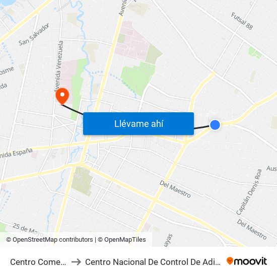 Centro Comercial to Centro Nacional De Control De Adicciones map
