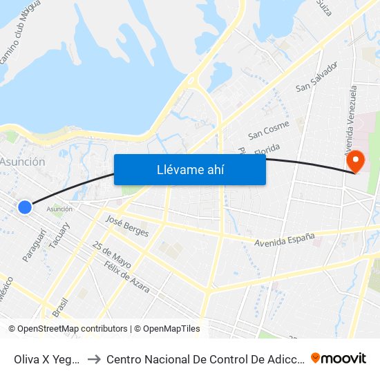 Oliva X Yegros to Centro Nacional De Control De Adicciones map