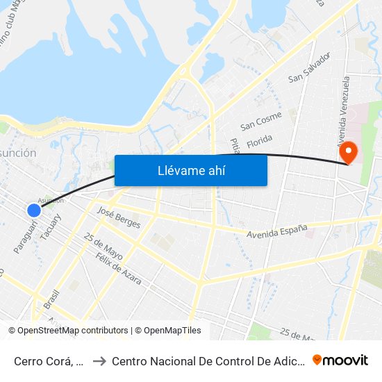 Cerro Corá, 452 to Centro Nacional De Control De Adicciones map
