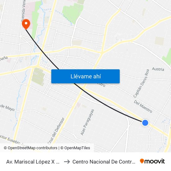 Av. Mariscal López X Capitán Bueno to Centro Nacional De Control De Adicciones map