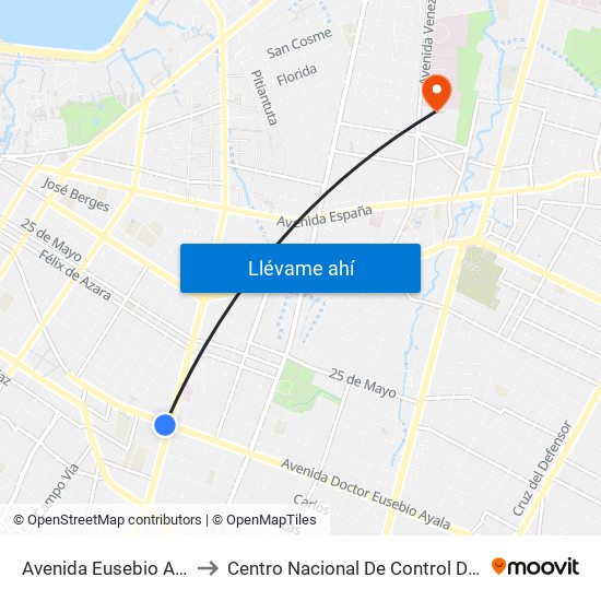 Avenida Eusebio Ayala, 803 to Centro Nacional De Control De Adicciones map