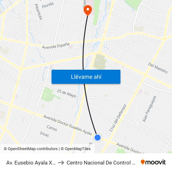 Av. Eusebio Ayala X Nazareth to Centro Nacional De Control De Adicciones map