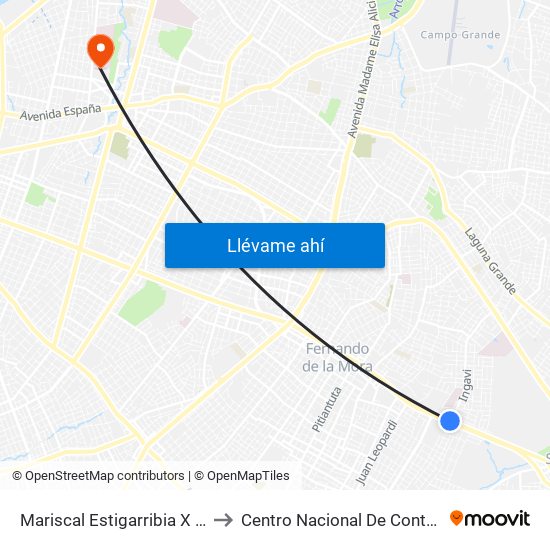 Mariscal Estigarribia X Andrés Barbero to Centro Nacional De Control De Adicciones map