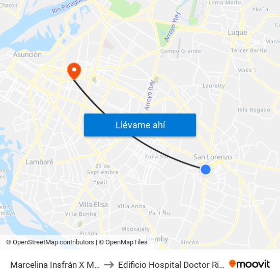 Marcelina Insfrán X Mcal. Estigarribia to Edificio Hospital Doctor Rigoberto Caballero map