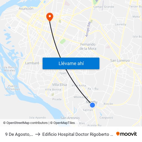 9 De Agosto, 345 to Edificio Hospital Doctor Rigoberto Caballero map