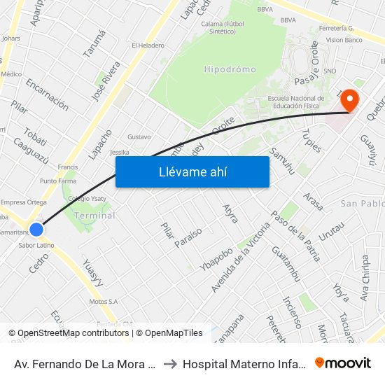 Av. Fernando De La Mora X Av. Argentina to Hospital Materno Infantil San Pablo map