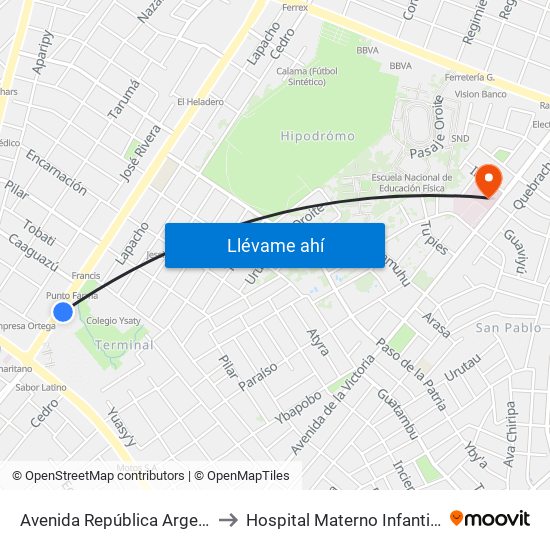 Avenida República Argentina, 3016 to Hospital Materno Infantil San Pablo map