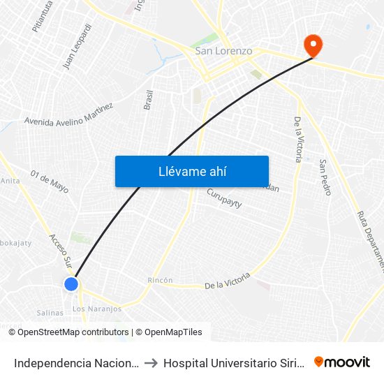 Independencia Nacional, 2196 to Hospital Universitario Sirio Libanés map
