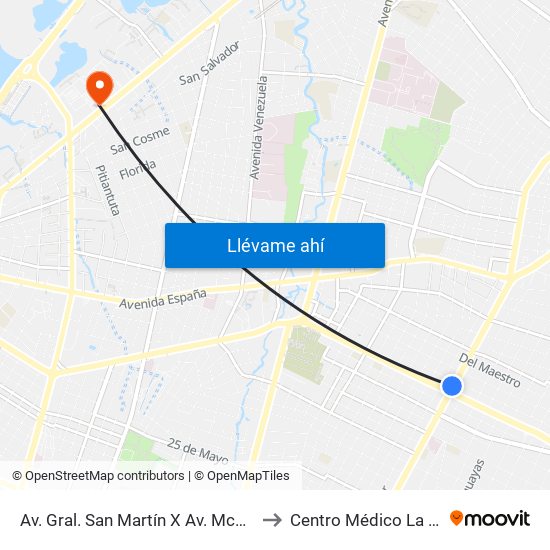 Av. Gral. San Martín X Av. Mcal. López to Centro Médico La Costa map