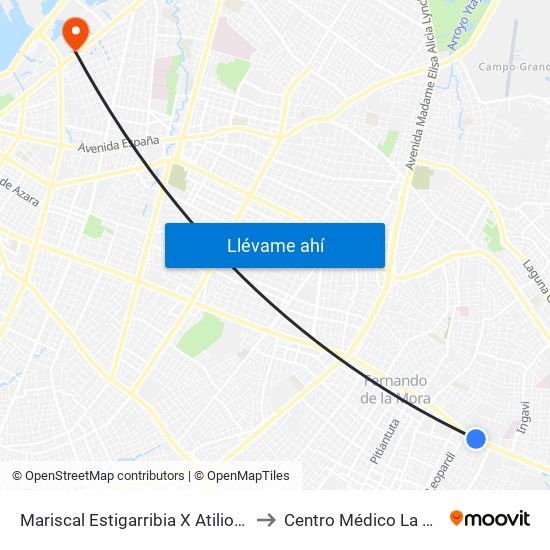 Mariscal Estigarribia X Atilio Galfre to Centro Médico La Costa map