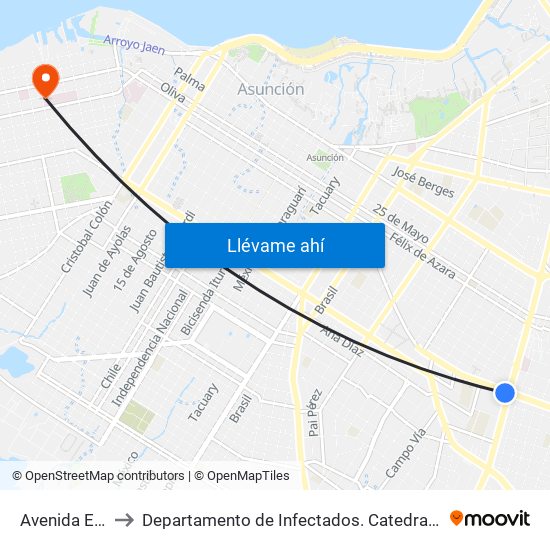 Avenida Eusebio Ayala, 803 to Departamento de Infectados. Catedra de Ortopedia y Traumatologia. Hospital de Clinicas UNA map
