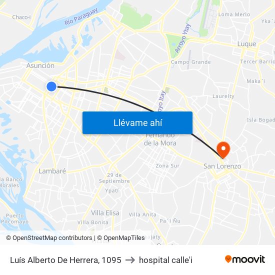 Luís Alberto De Herrera, 1095 to hospital calle'i map