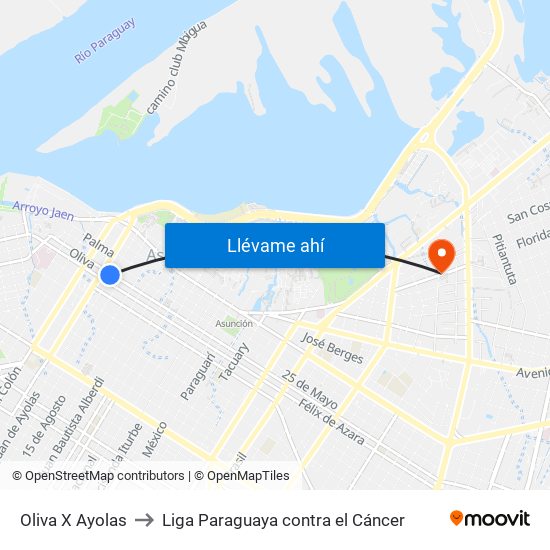 Oliva X Ayolas to Liga Paraguaya contra el Cáncer map