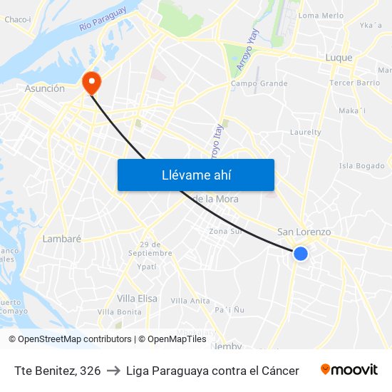 Tte Benitez, 326 to Liga Paraguaya contra el Cáncer map