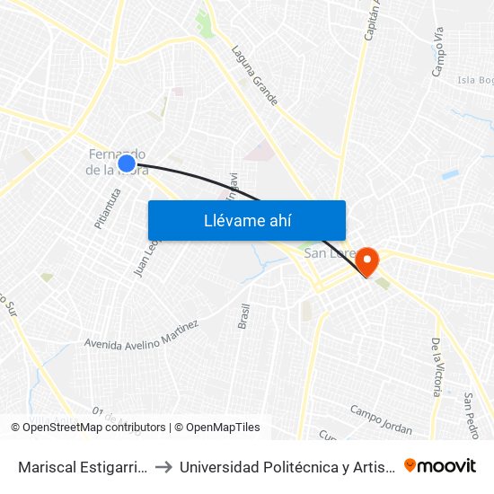 Mariscal Estigarribia X Boquerón to Universidad Politécnica y Artistica del Paraguay - UPAP map