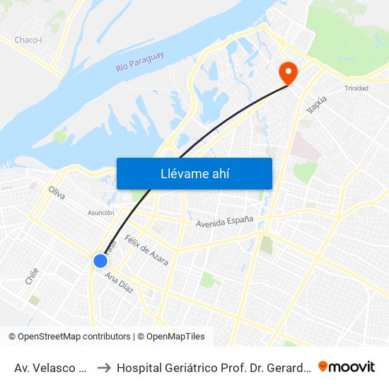 Av. Velasco X Brasil to Hospital Geriátrico Prof. Dr. Gerardo Buongermini map