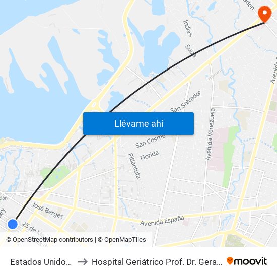 Estados Unidos X Azara to Hospital Geriátrico Prof. Dr. Gerardo Buongermini map