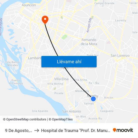 9 De Agosto, 345 to Hospital de Trauma "Prof. Dr. Manuel Giagni" map