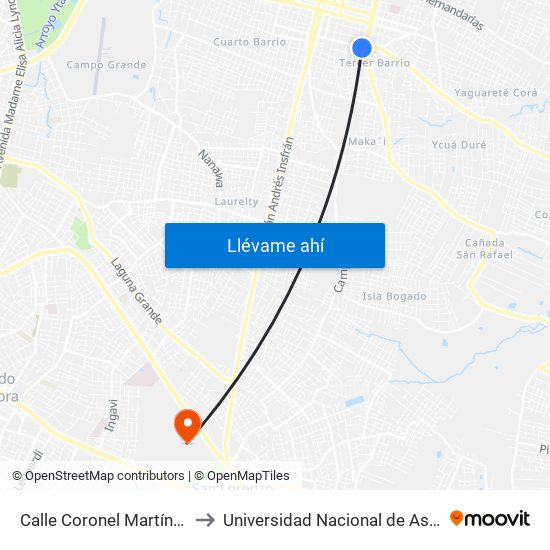 Calle Coronel Martínez, 97 to Universidad Nacional de Asunción map