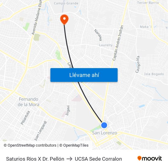 Saturios Ríos X Dr. Pellón to UCSA Sede Corralon map