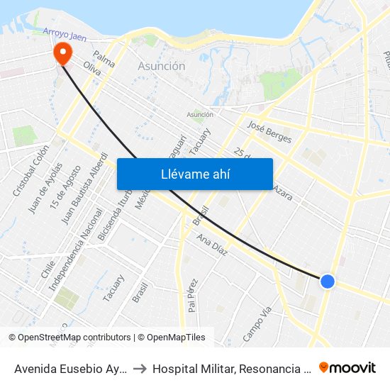 Avenida Eusebio Ayala, 803 to Hospital Militar, Resonancia Magnética map