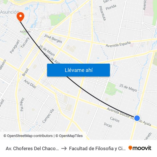 Av. Choferes Del Chaco X Av. Eusebio Ayala to Facultad de Filosofia y Ciencias Humanas UCA map