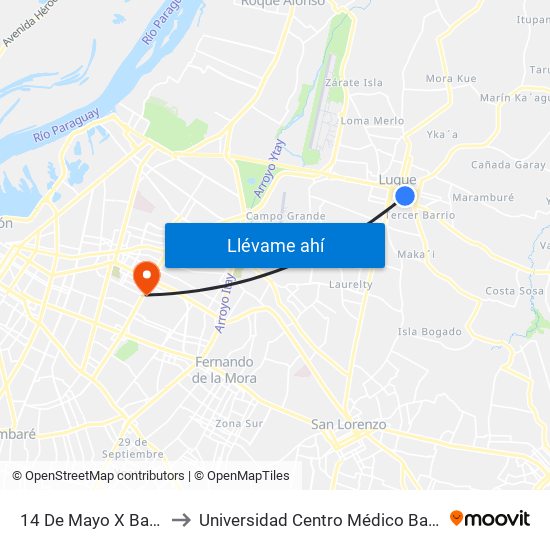 14 De Mayo X Balderrama to Universidad Centro Médico Bautista - UCMB map