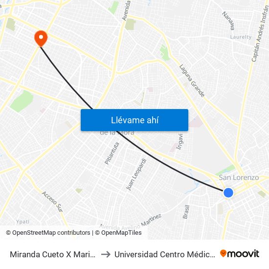 Miranda Cueto X Mariscal Estigarribia to Universidad Centro Médico Bautista - UCMB map