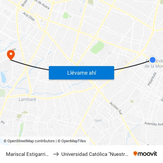 Mariscal Estigarribia X 10 De Julio to Universidad Católica "Nuestra Señora de la Asunción" map
