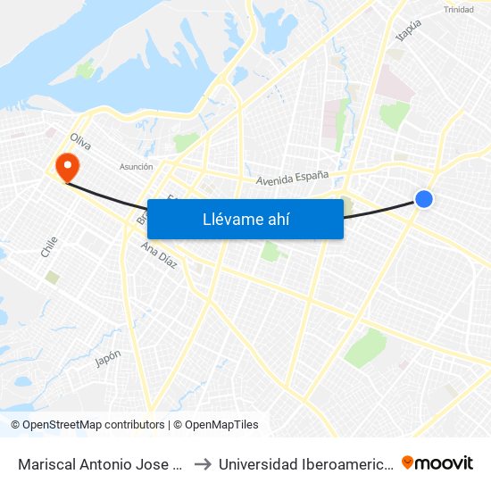 Mariscal Antonio Jose Sucre, 1411 to Universidad Iberoamericana - UNIBE map