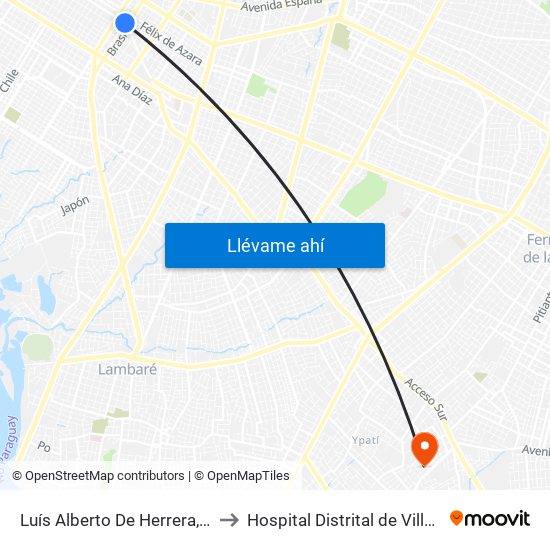 Luís Alberto De Herrera, 1095 to Hospital Distrital de Villa Elisa map