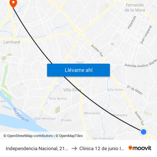 Independencia Nacional, 2196 to Clinica 12 de junio IPS map