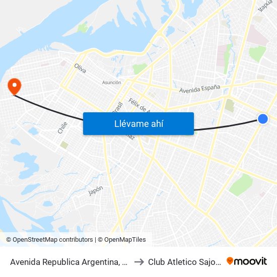 Avenida Republica Argentina, 201 to Club Atletico Sajonia map