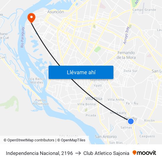 Independencia Nacional, 2196 to Club Atletico Sajonia map