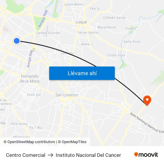Centro Comercial to Instituto Nacional Del Cancer map