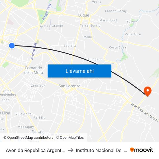 Avenida Republica Argentina, 201 to Instituto Nacional Del Cancer map