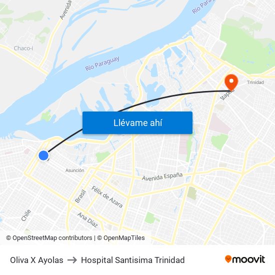 Oliva X Ayolas to Hospital Santisima Trinidad map