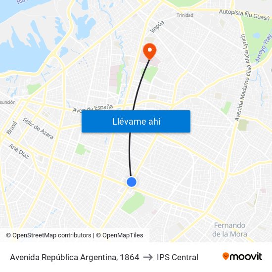 Avenida República Argentina, 1864 to IPS Central map