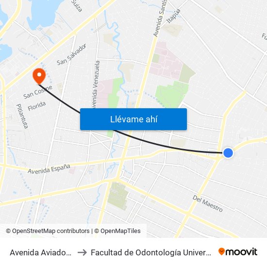 Avenida Aviadores Del Chaco, 1669 to Facultad de Odontología Universidad Nacional de Asunción (FOUNA) map