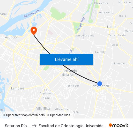 Saturios Ríos X Dr. Pellón to Facultad de Odontología Universidad Nacional de Asunción (FOUNA) map