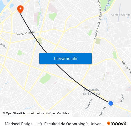 Mariscal Estigarribia X Atilio Galfre to Facultad de Odontología Universidad Nacional de Asunción (FOUNA) map