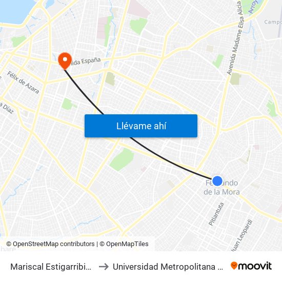 Mariscal Estigarribia X 10 De Julio to Universidad Metropolitana de Asunción - UMA map