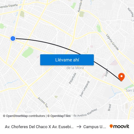 Av. Choferes Del Chaco X Av. Eusebio Ayala to Campus U.N.A. map