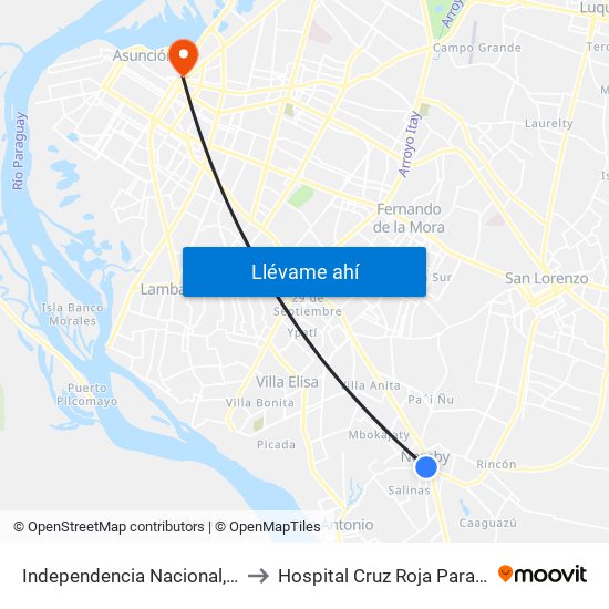 Independencia Nacional, 2196 to Hospital Cruz Roja Paraguaya map
