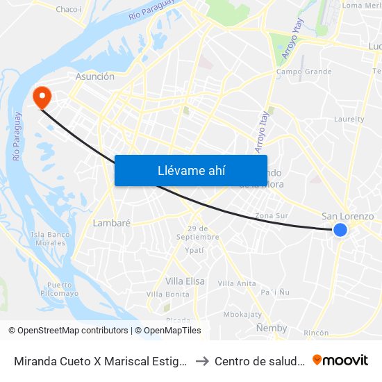 Miranda Cueto X Mariscal Estigarribia to Centro de salud N 8 map