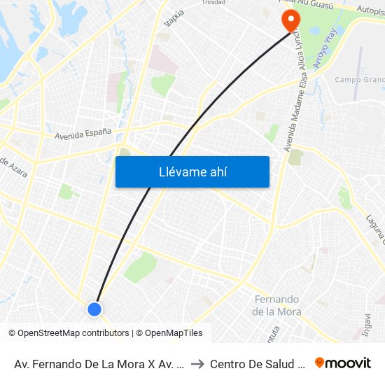 Av. Fernando De La Mora X Av. Argentina to Centro De Salud Nro 12 map