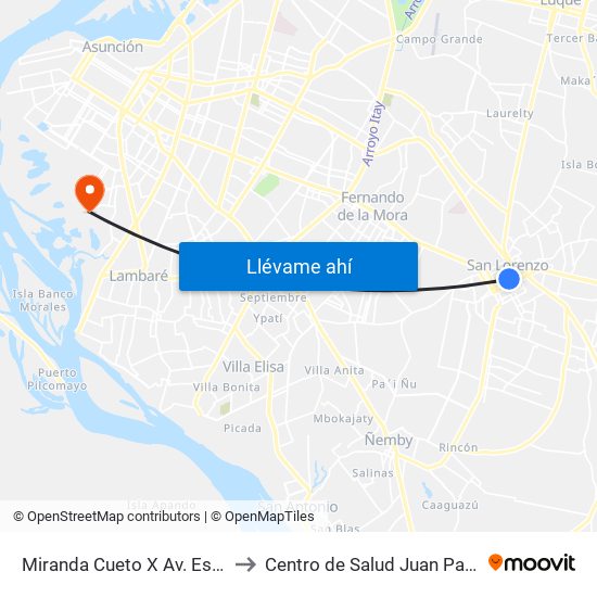 Miranda Cueto X Av. España to Centro de Salud Juan Pablo II map